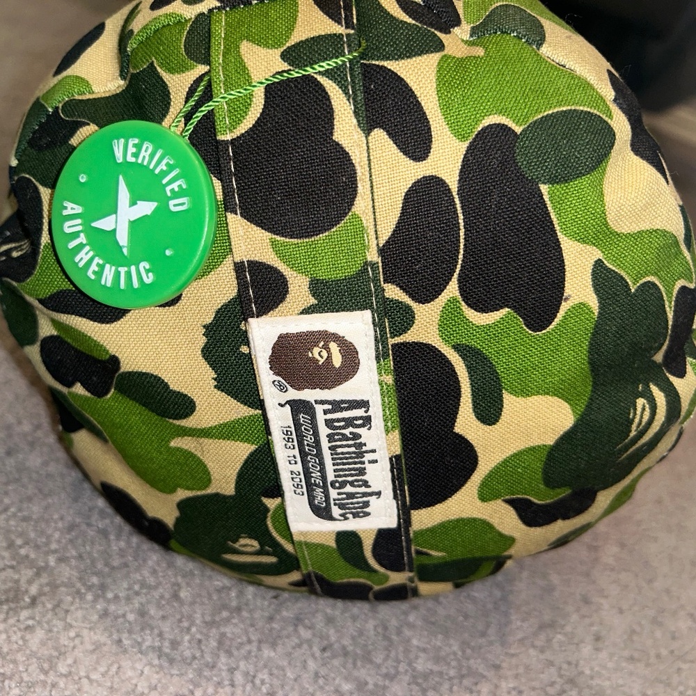 Bape green & white camouflage throw pillow